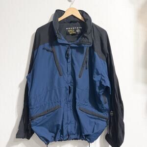 Mountain Hardwear Jacket Mens XL Blue Black Full Zip Hood Outdoor Drawstring